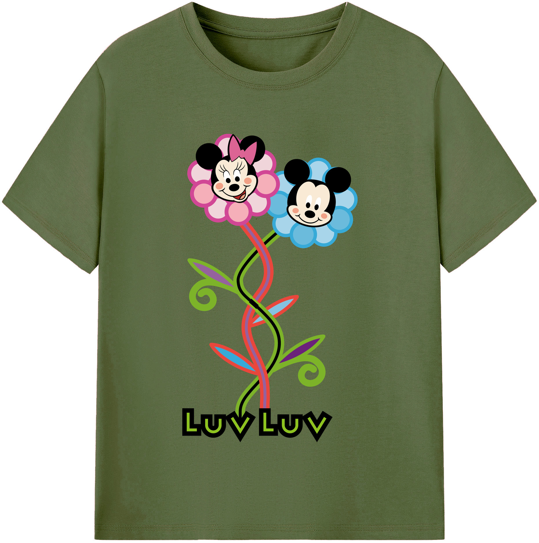 （画像用） ミッキーマウス Mickey Mouse 綿100％半袖Tシャツ（フロントプリント）